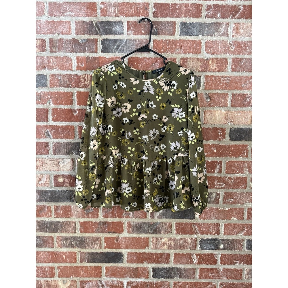 Madewell‎ babydoll type Blouse green size S Floral